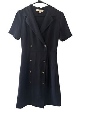 Monteau Black Button Detail Short Sleeve Formal Dress Women Sz M